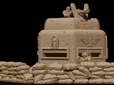 Sand bags wall 3D print model