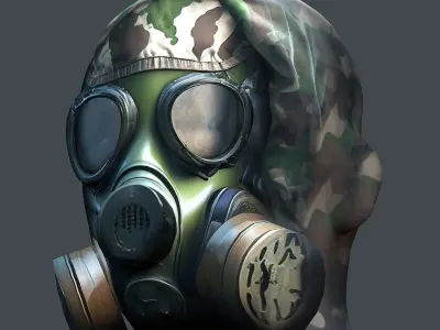 Gas mask helmet 3d model military combat Low-poly 3D model Low-poly 3D model 3