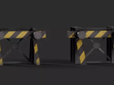 Train Buffer Stops Low-poly 3D model