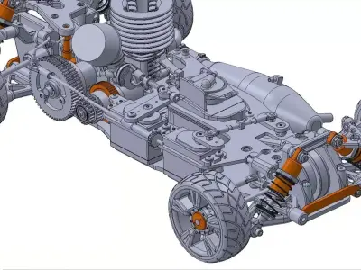 Gasoline RC Car Chassis 3D CAD Model 3D model