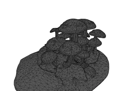 Bioluminescent Fantasy Mushroom Cluster 3D model