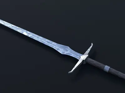 LowPoly Medieval TwoHanded Sword GameReady Weapon Low-poly 3D model