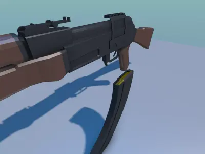 AK-47 Low Poly - Functional Animated Rifle Model Low-poly 3D model