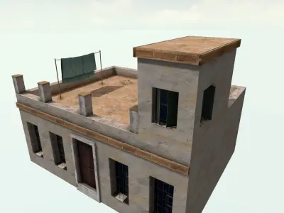Old High-Quality 3D Colonial House Low-poly 3D model 11