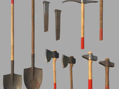 16 Masonry Tools  and 1 Stand 3D model
