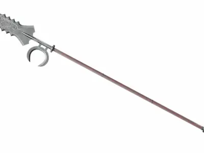 Spear with crescent 3D model