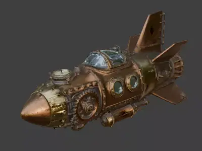 Realistic Steampunk Clockwork Rocket 3D Model Low-poly 3D model
