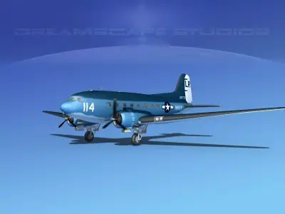 Douglas R-4D Dakota US Navy V2 3D model