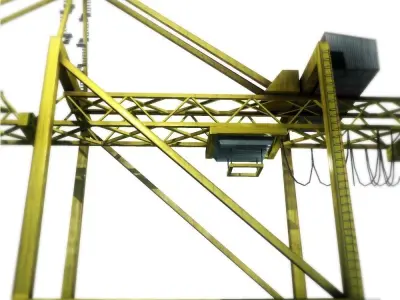Port crane yellow 2 low poly Low-poly 3D model