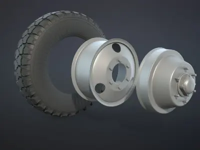 Truck and Bus Wheels Set Low-poly 3D model