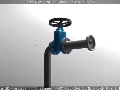 Pipe With Valve Wheel High-Poly  3D model