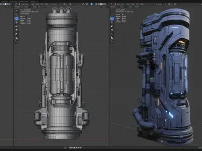 Sci-Fi Parts Kit Pack Vol 02 F-PBR Low-poly 3D model