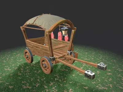 Stylized carriage Low-poly 3D model purchase