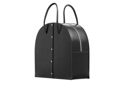 Black Leather Half moon Tote Bag 3D model