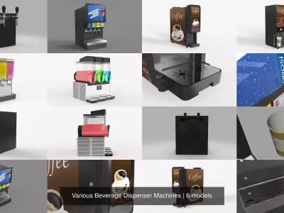 Various Beverage Dispenser Machines 3D Model Pack