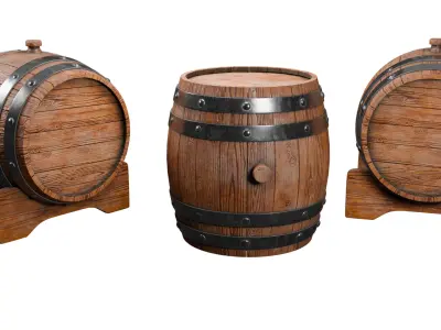 Wooden Barrel Low-poly 3D model Low-poly 3D model