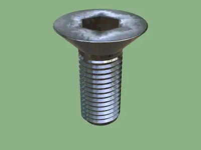 Steel Stained M10 Bolt Allen Counter Sink PBR 4K 3D model
