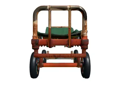 Old Rusty Stretcher on Wheels Low-poly 3D model