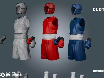 boxing - clothyfic outfits Low-poly 3D model