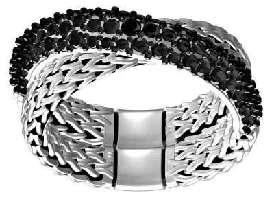 Antique Overlapping Chain Black Diamond Ring for Women 3D print model