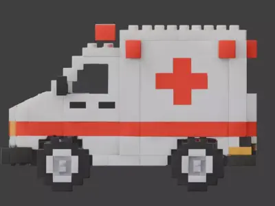 Voxel RC Ambulance 3D Model Low-poly 3D model