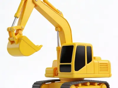 Stylized Yellow Excavator 3D Model 3D Model Low-poly 3D model