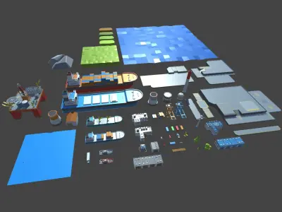 Unity Low Poly Dock Low-poly 3D model