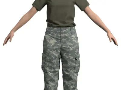 Womens ACU Army Combat Uniform Pants - Marvelous Designer 3D model