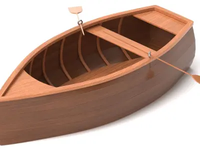 Wooden Rowboat 02 3D model