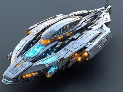 Scifi Gunship HighDetail 3D Model Low-poly 3D model