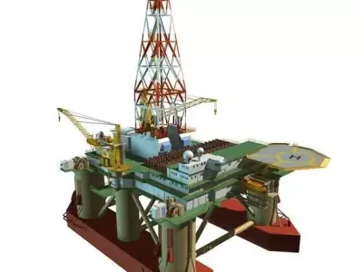 Semi Submersible Drilling Rig 3D model