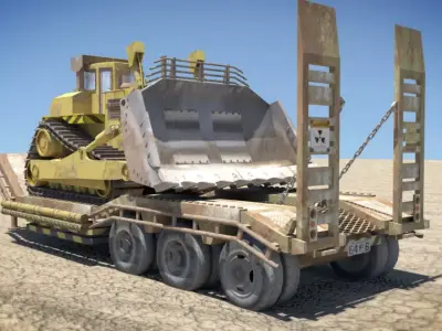 Bulldozer Trailer Low-poly 3D model