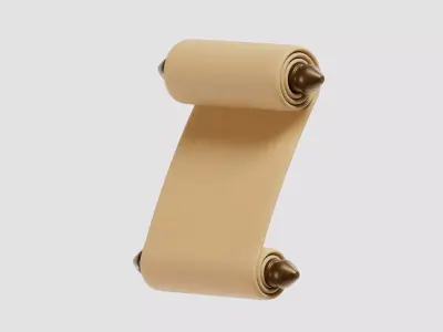 Paper Scroll cartoon Low-poly 3D model