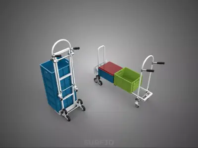 TRI 3 WHEEL STAIR CLIMBING HAND TRUCK TROLLEY CRATE CART RACK UP 3D model