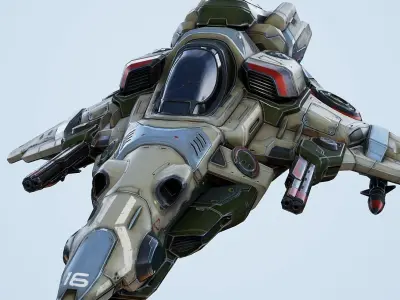 Interceptor Spaceship - game model  Low-poly 3D model