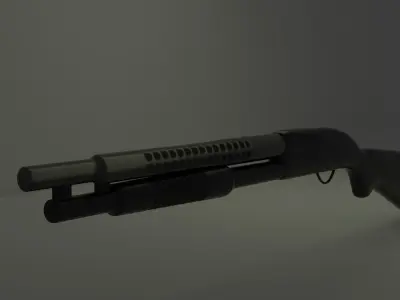 Shotgun Low-poly 3D model 15