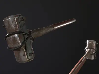Sledge Hammer PBR Low-poly 3D model