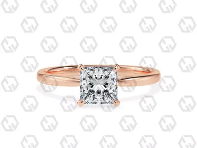 Ring 158 Princess shape with hidden signature diamond both side 3D print model