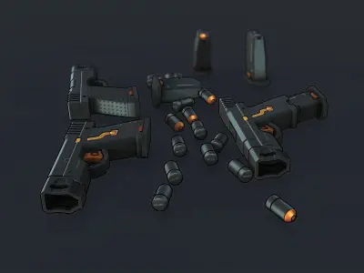 Sci-Fi Glock Low-poly 3D model purchase