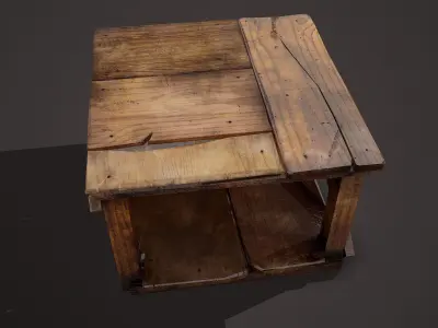Barn Wood Table Low-poly 3D model