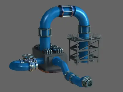 realistic Industrial pipes pipe tube tubes iron metal Valve 3D model