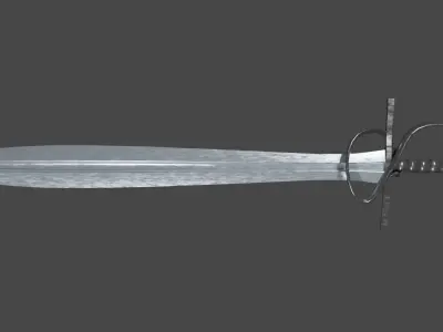 Xyphos sword with Flamberge handle Low-poly 3D model