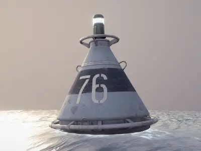 Buoy River RB-4-01 Left Turn Mark Low-poly 3D model