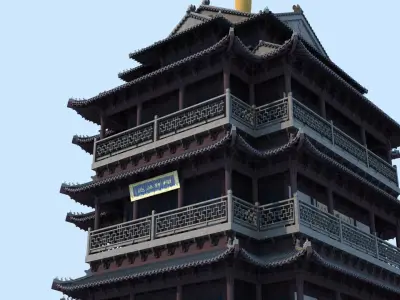Chaoran Tower Jinan Chinese Ancient Architecture Pagoda  3D model