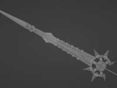 fantasy golden sword Free low-poly 3D model