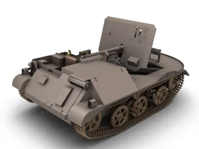 Brengun carriage with 2 pounder AT gun 3D model