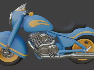 Cartoon Motorcycle 3D Model 3D model
