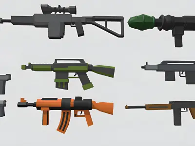 Low poly 3d guns 3d model Low-poly 3D model