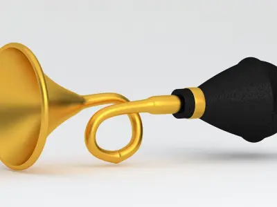 Vintage Vehicle Horn Gold 01 3D model