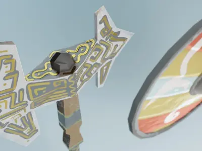 Viking Axe and Shield Low-poly 3D model